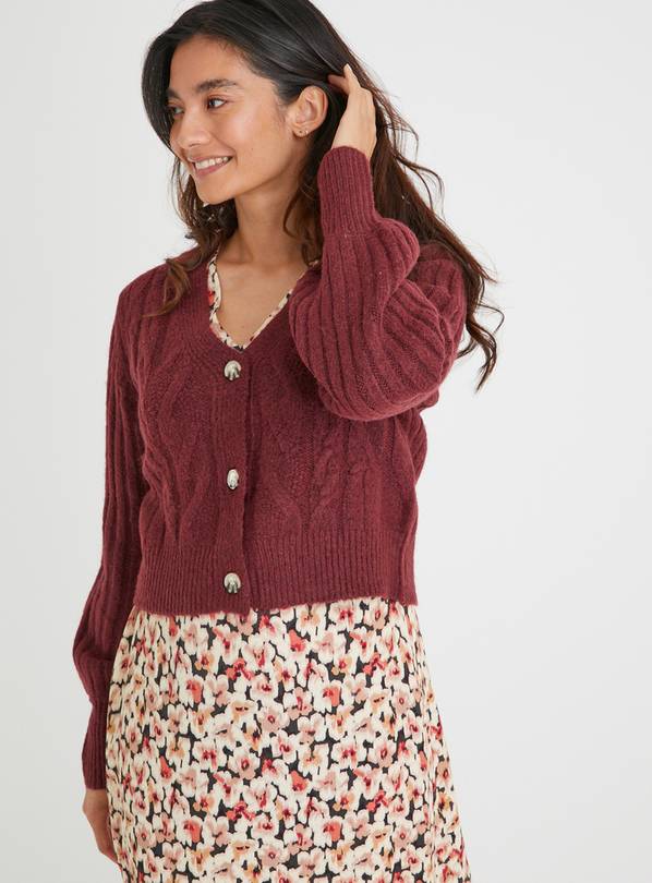 Berry Red Cable Knit Cardigan 8